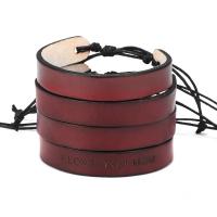 Cowhide Bracelets, PU Leather, Adjustable & Unisex 