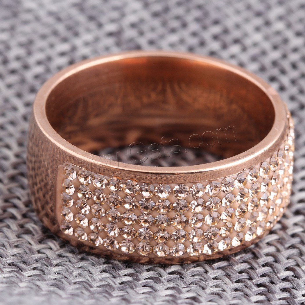 Rhinestone Stainless Steel Finger Ring, Donut, plated, different size for choice & for woman & with rhinestone, more colors for choice, 9mm, 2mm, US Ring Size:6-10, Sold By PC