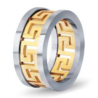 Stainless Steel Finger Ring, Geometrical Pattern, plated & for man & hollow 10mm, US Ring 
