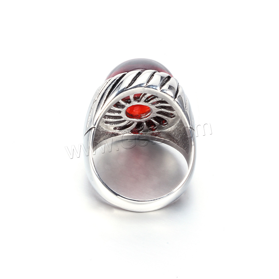 Stainless Steel Finger Ring, with Black Agate & Red Agate, different size for choice & for man, more colors for choice, 1.2mm, 9-20mm, US Ring Size:7-12, Sold By PC