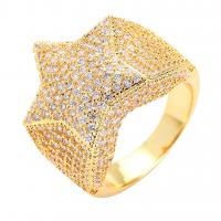 Cubic Zirconia Micro Pave Brass Finger Ring, Star, plated & micro pave cubic zirconia & for man nickel, lead & cadmium free 