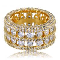 Cubic Zirconia Micro Pave Brass Finger Ring, plated, Unisex & micro pave cubic zirconia & hollow nickel, lead & cadmium free 