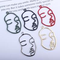 Character Shaped Zinc Alloy Pendants, Face, plated, stoving varnish & hollow 27*44mm 