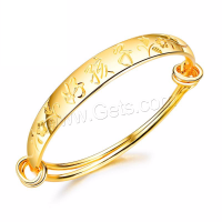 Brass Bangle, 18K gold plated, Adjustable & for children, golden, 7mm Approx 5 Inch 