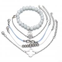 Zinc Alloy Bracelet Set, bracelet, plated, 5 pieces & Adjustable & Unisex, 7.6mm,5.2mm,10.4mm,20.9mm,22.5mm Approx 7 Inch 