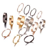 Zinc Set anillo de aleación, aleación de zinc, anillo de dedo, chapado, unisexo, 35mm,5mm,6mm,65mm,75mm, 14Strandsfilamento/Set, Vendido por Set