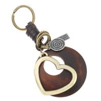 Zinc Alloy Key Clasp, with Faux Leather, antique brass color plated, Unisex, antique copper color Approx 4 Inch 