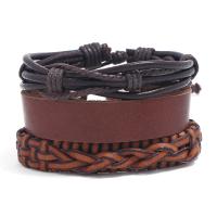 Faux Leather Bracelet, with Wax & PU Leather, antique brass color plated, Unisex, antique copper color Approx 6 Inch 