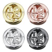 Brass Slide Charm, word love, plated, micro pave cubic zirconia & hollow nickel, lead & cadmium free Approx 