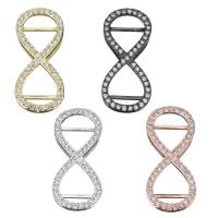 Brass Slide Charm, Infinity, plated, micro pave cubic zirconia & hollow nickel, lead & cadmium free Approx 
