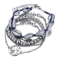 Zinc Alloy Bracelet Set, bracelet, plated, 4 pieces & Adjustable & Unisex, silver color, 200mm   
