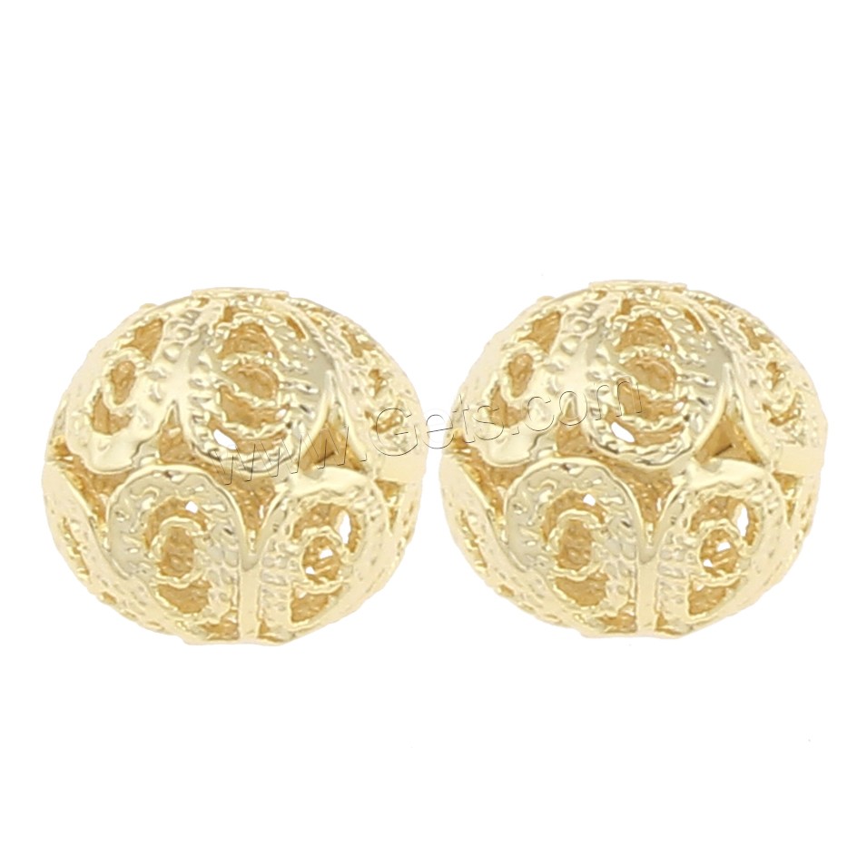 Brass Jewelry Beads, Round, plated, hollow, more colors for choice, 11mm, Hole:Approx 1mm, Sold By PC