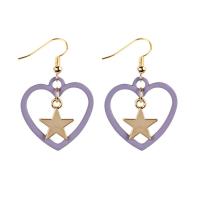 Resin Zinc Alloy Earring, with Resin, Heart, gold color plated, for woman 45mm 
