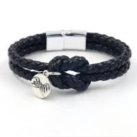 PU Leather Bracelet, with Zinc Alloy, zinc alloy interlocking clasp, silver color plated, Unisex Approx 8 Inch 