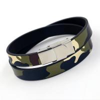 PU Leather Bracelet, with Zinc Alloy, plated, Unisex & camouflage Approx 15 Inch 