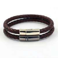 Faux Leather Bracelet, with Zinc Alloy, zinc alloy magnetic clasp, plated, Unisex 6mm Approx 8 Inch 