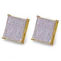 Zinc Alloy Stud Earring, zinc alloy post pin, Square, gold color plated, micro pave cubic zirconia & for man, metallic color plated 