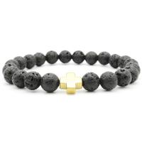 Lava Bead Bracelet, with Zinc Alloy, plated, Unisex 8mm Approx 6 Inch 