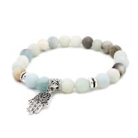 ​Amazonite​ Bracelet, with Zinc Alloy, silver color plated, Unisex, mixed colors, 8mm Approx 6 Inch 