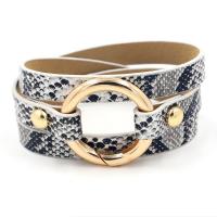 PU Leather Cord Bracelets, with Zinc Alloy, gold color plated & for woman Approx 21 Inch 