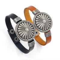 Zinc Alloy Bracelet, with Faux Leather, zinc alloy snap clasp, plated, Unisex Approx 8 Inch 