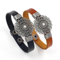 Zinc Alloy Bracelet, with PU Leather, plated, Unisex & hollow Approx 8 Inch 
