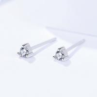Sterling Silver Cubic Zirconia Earring, 925 Sterling Silver, 925 thailand sterling silver post pin, plated, durable & Unisex & with cubic zirconia 