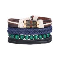Leather Bracelet Set, with Gemstone, plated, 4 pieces & for man, 35mm 