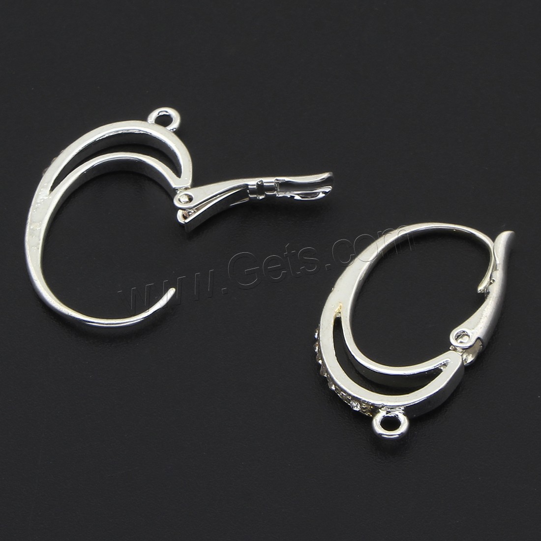 Brass Lever Back Earring Blank, plated, with rhinestone, more colors for choice, 16x12mm, Sold By PC