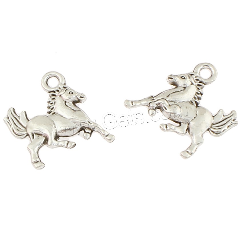 Zinc Alloy Animal Pendants, Horse, antique silver color plated, nickel, lead & cadmium free, 15x14x2mm, Hole:Approx 2mm, Approx 500PCs/Bag, Sold By Bag