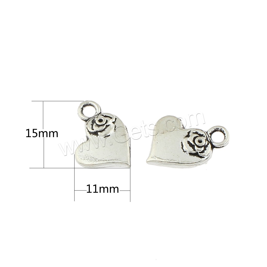 Zinc Alloy Heart Pendants, antique silver color plated, nickel, lead & cadmium free, 11x15x2mm, Hole:Approx 2mm, Approx 500PCs/Bag, Sold By Bag