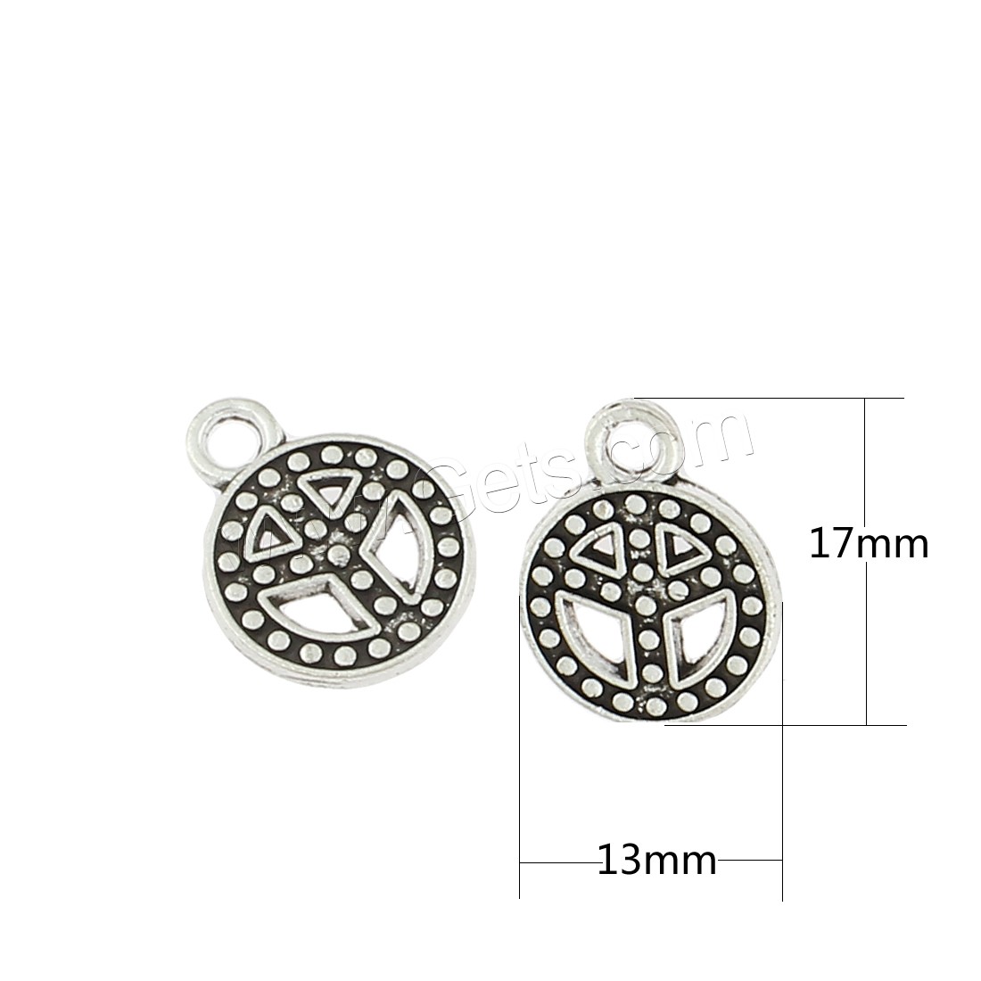 Zinc Alloy Peace Pendants, Peace Logo, antique silver color plated, nickel, lead & cadmium free, 13x17x1mm, Hole:Approx 2mm, Approx 625PCs/Bag, Sold By Bag