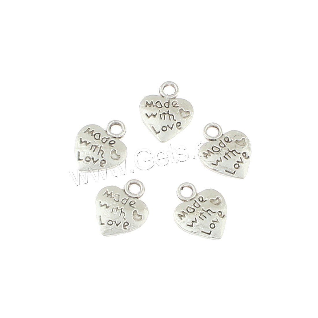 Zinc Alloy Heart Pendants, antique silver color plated, with letter pattern, nickel, lead & cadmium free, 10x12x2mm, Hole:Approx 1mm, Approx 1000PCs/Bag, Sold By Bag