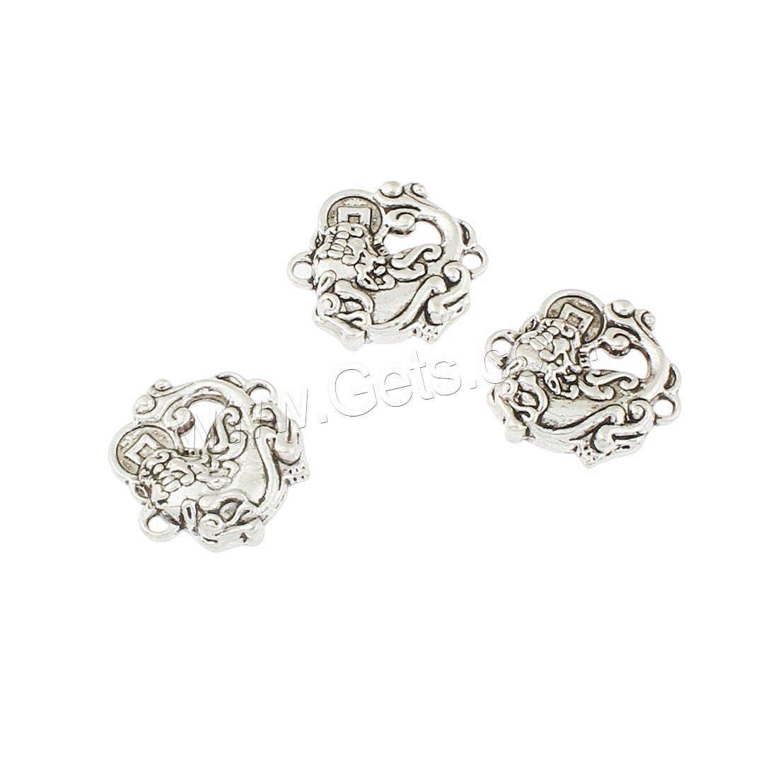Zinc Alloy Charm Connector, antique silver color plated, 1/1 loop, 17x4mm, Hole:Approx 1mm, Approx 190PCs/Bag, Sold By Bag