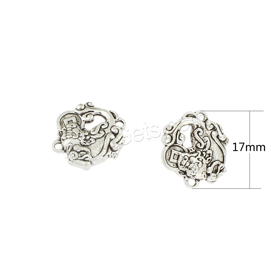Zinc Alloy Charm Connector, antique silver color plated, 1/1 loop, 17x4mm, Hole:Approx 1mm, Approx 190PCs/Bag, Sold By Bag