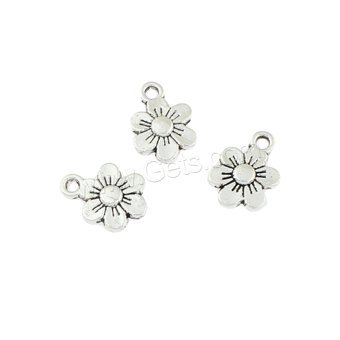 Zinc Alloy Flower Pendants, antique silver color plated, 10x13x2mm, Hole:Approx 1mm, Approx 1600PCs/Bag, Sold By Bag