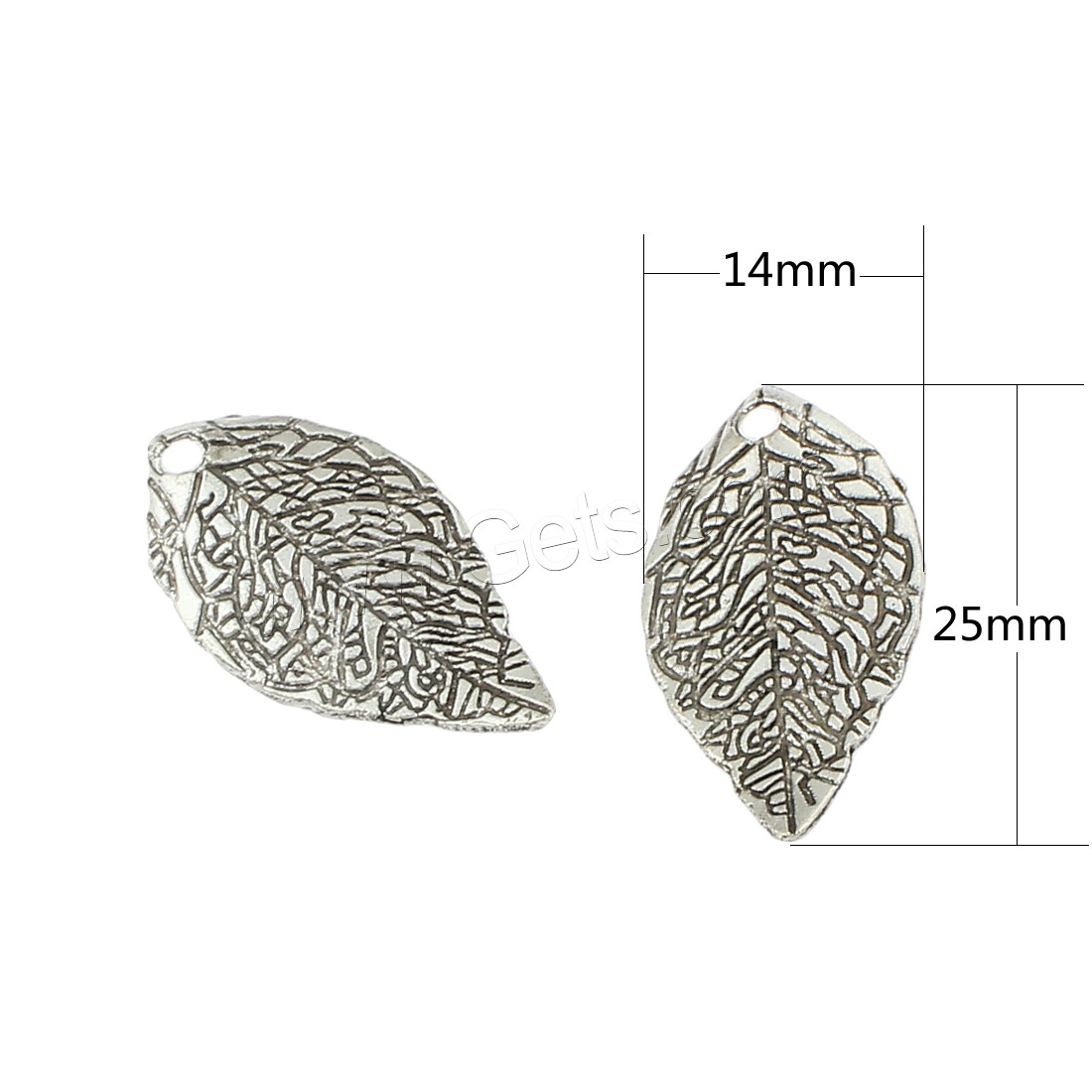 Zinc Alloy Leaf Pendants, antique silver color plated, 14x25x3mm, Hole:Approx 1mm, Approx 500PCs/Bag, Sold By Bag