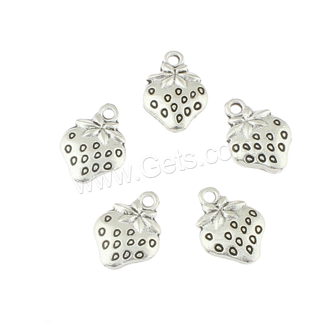 Zinc Alloy Fruit Shape Pendants, Strawberry, antique silver color plated, 11x15x3mm, Hole:Approx 2mm, Approx 310PCs/Bag, Sold By Bag