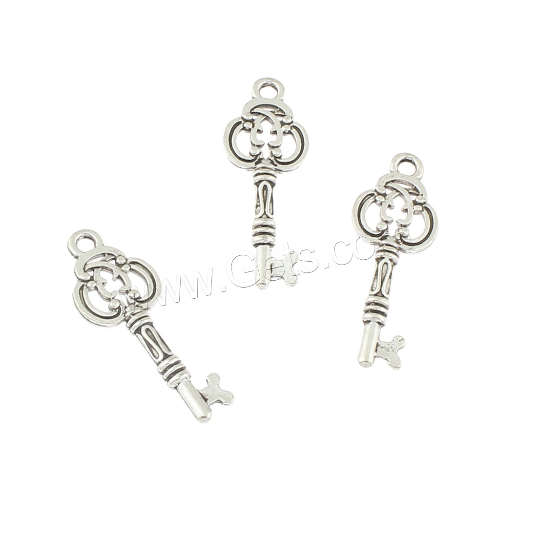 Zinc Alloy Jewelry Pendants, Key, antique silver color plated, 10x27x3mm, Hole:Approx 2mm, Approx 500PCs/Bag, Sold By Bag