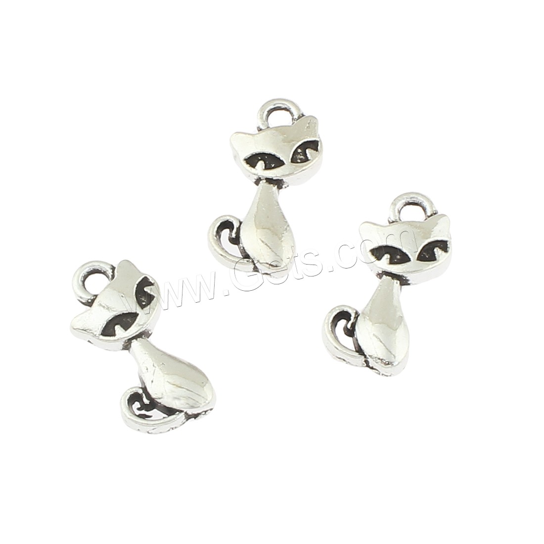 Zinc Alloy Animal Pendants, Cat, antique silver color plated, 7x18x2mm, Hole:Approx 1mm, Approx 625PCs/Bag, Sold By Bag