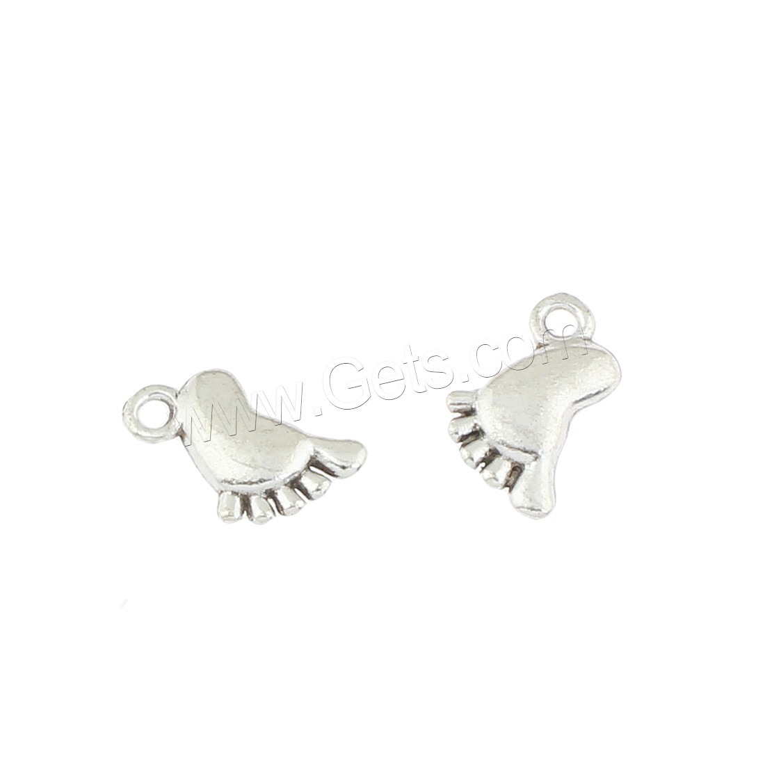Zinc Alloy Jewelry Pendants, Foot, antique silver color plated, 10x16x3mm, Hole:Approx 2mm, Approx 410PCs/Bag, Sold By Bag