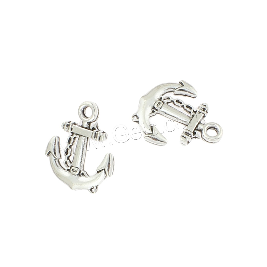 Zinc Alloy Ship Wheel & Anchor Pendant, antique silver color plated, 16x19x2mm, Hole:Approx 2mm, Approx 330PCs/Bag, Sold By Bag