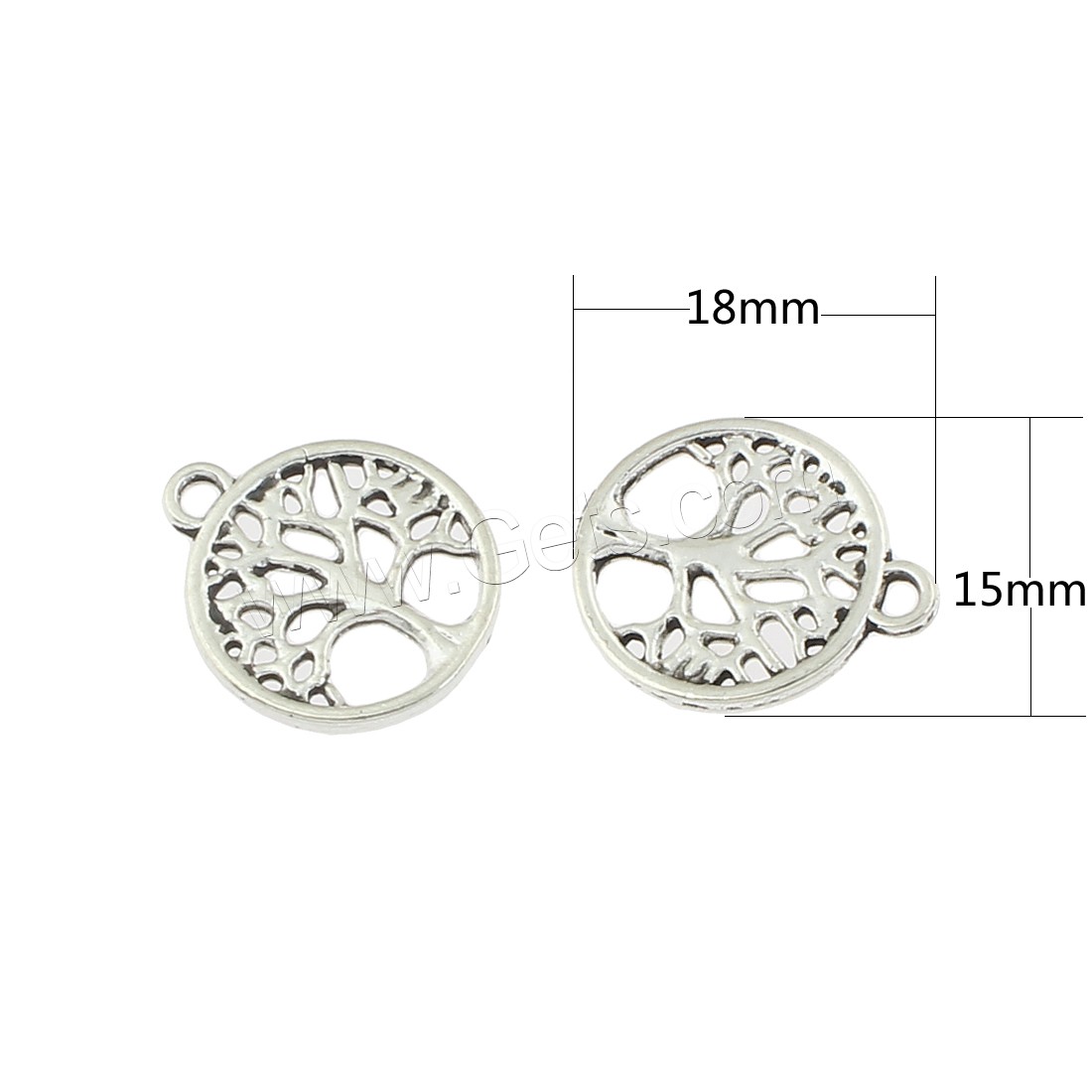 Zinc Alloy Jewelry Pendants, Tree, antique silver color plated, 18x15x2mm, Hole:Approx 1mm, Approx 550PCs/Bag, Sold By Bag