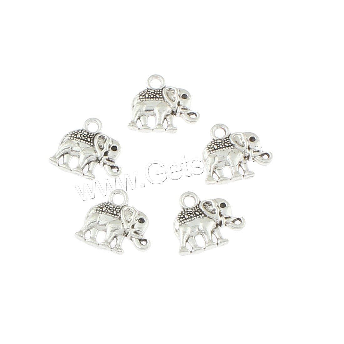 Zinc Alloy Animal Pendants, Elephant, antique silver color plated, 12x13x3mm, Hole:Approx 1mm, Approx 550PCs/Bag, Sold By Bag