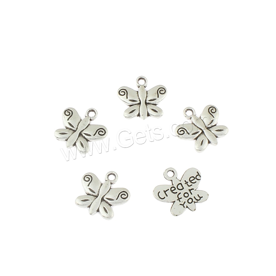 Zinc Alloy Animal Pendants, Butterfly, antique silver color plated, 13x13x2mm, Hole:Approx 1mm, Approx 625PCs/Bag, Sold By Bag