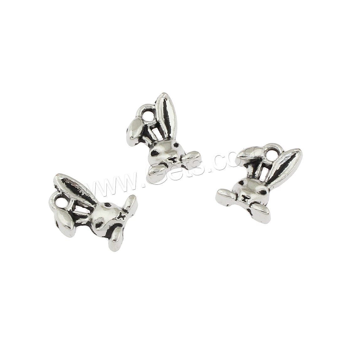 Zinc Alloy Animal Pendants, Rabbit, antique silver color plated, 9x13x3mm, Hole:Approx 1mm, Approx 550PCs/Bag, Sold By Bag