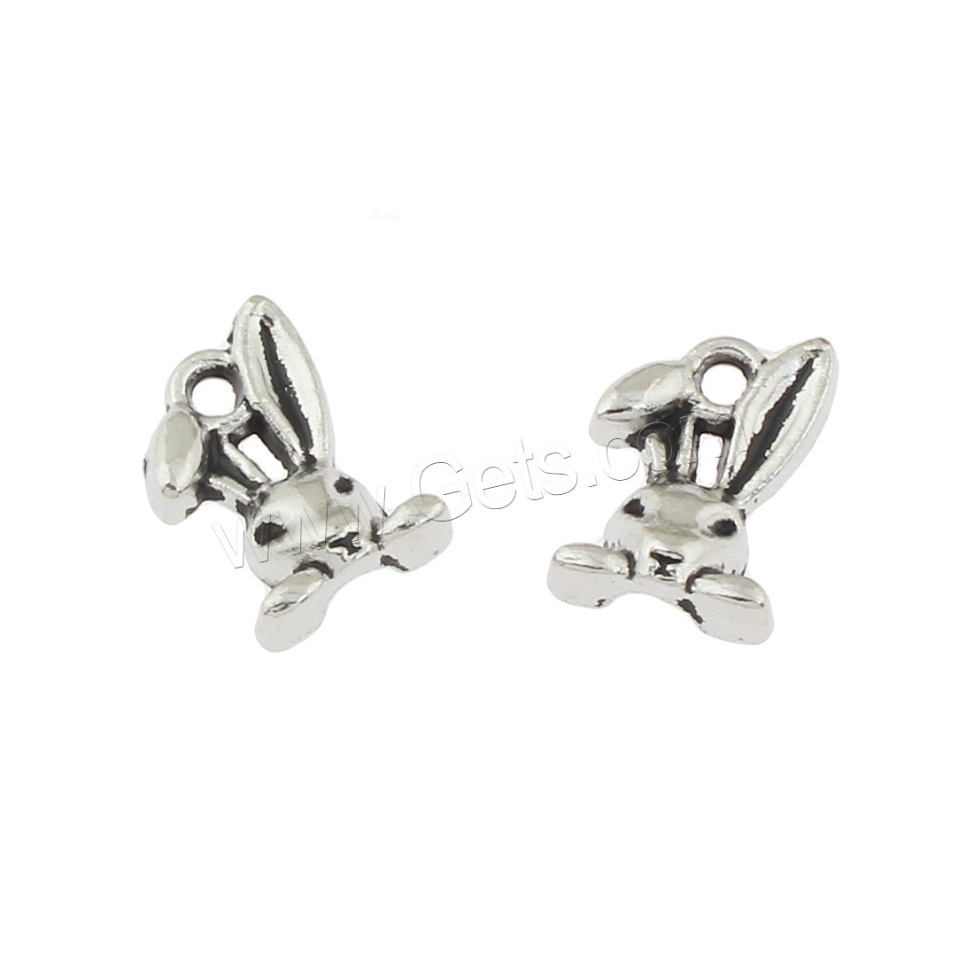 Zinc Alloy Animal Pendants, Rabbit, antique silver color plated, 9x13x3mm, Hole:Approx 1mm, Approx 550PCs/Bag, Sold By Bag