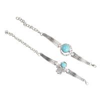Zinc Alloy Turquoise Bracelets, with Synthetic Turquoise, antique silver color plated & for woman Approx 4.6 Inch 