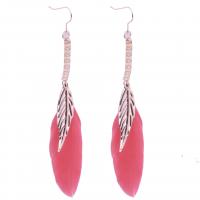 Fashion Feather Earring , Zinc Alloy, with Feather, rose gold color plated & for woman, 95mm 