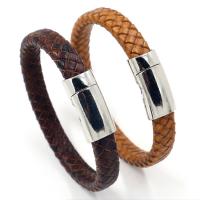 PU Leather Bracelet, with Zinc Alloy, zinc alloy magnetic clasp, plated, Unisex Approx 8 Inch 